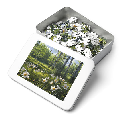 Birch Trees and Daffodils  Jigsaw Puzzle (30, 110, 252, 500,1000-Piece)