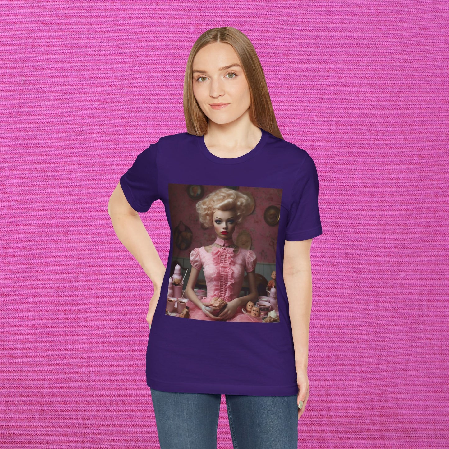 Creepy Barbie Doll Unisex Jersey Short Sleeve Tee
