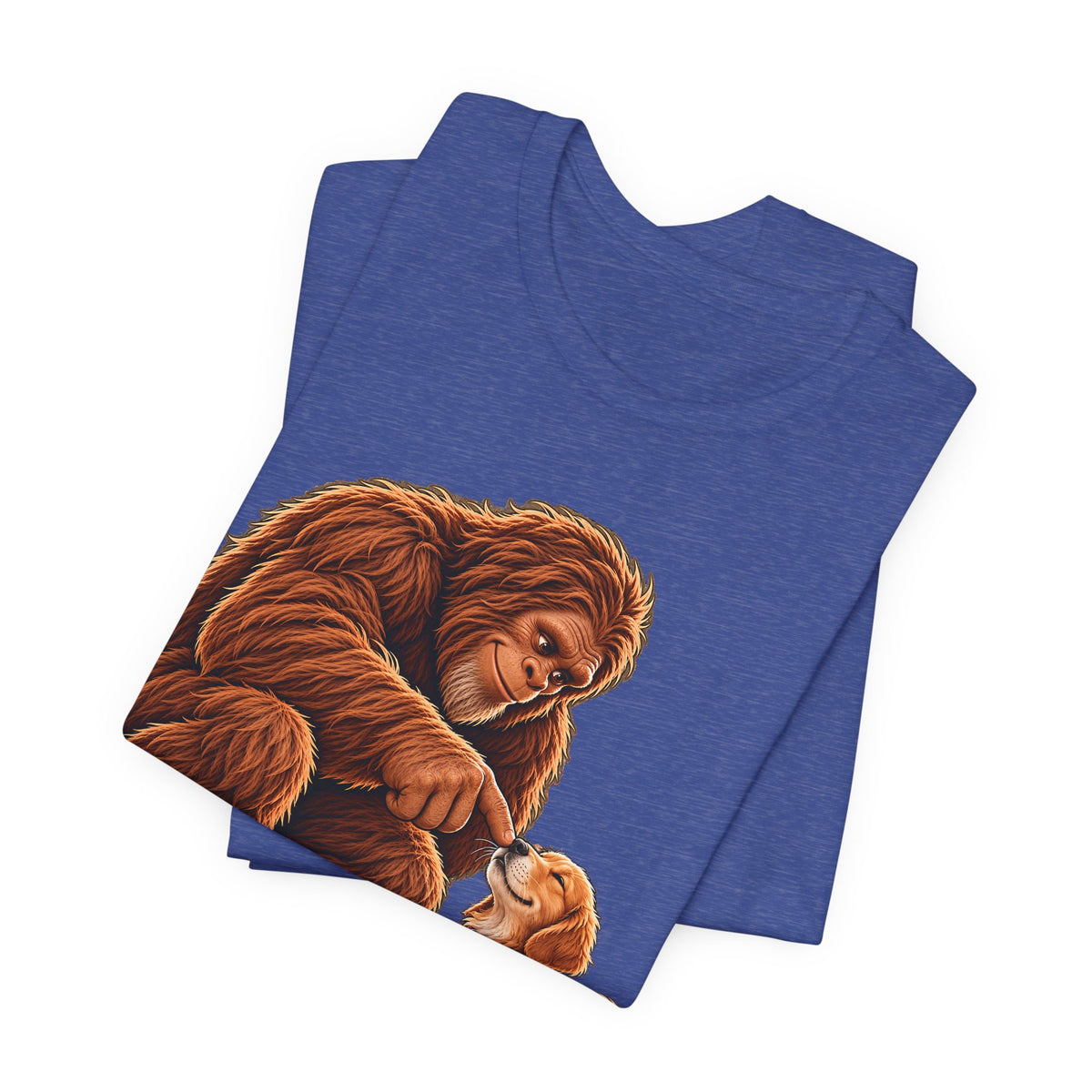 Bigfoot Boops a Dog  Unisex Jersey Short Sleeve Tee