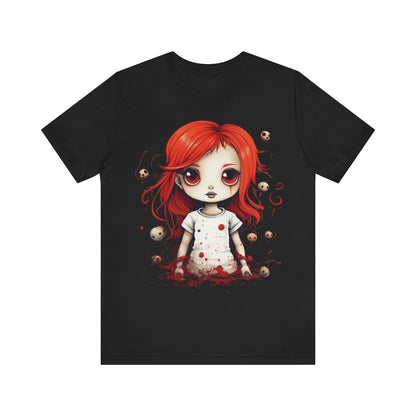 Pretty Creepy Doll Halloween Unisex Jersey Short Sleeve Tee