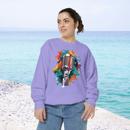 Watercolor Microphone  Unisex Garment-Dyed Sweatshirt