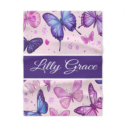 Lilly Grace Soft Fleece Baby Blanket with Butterfly Design