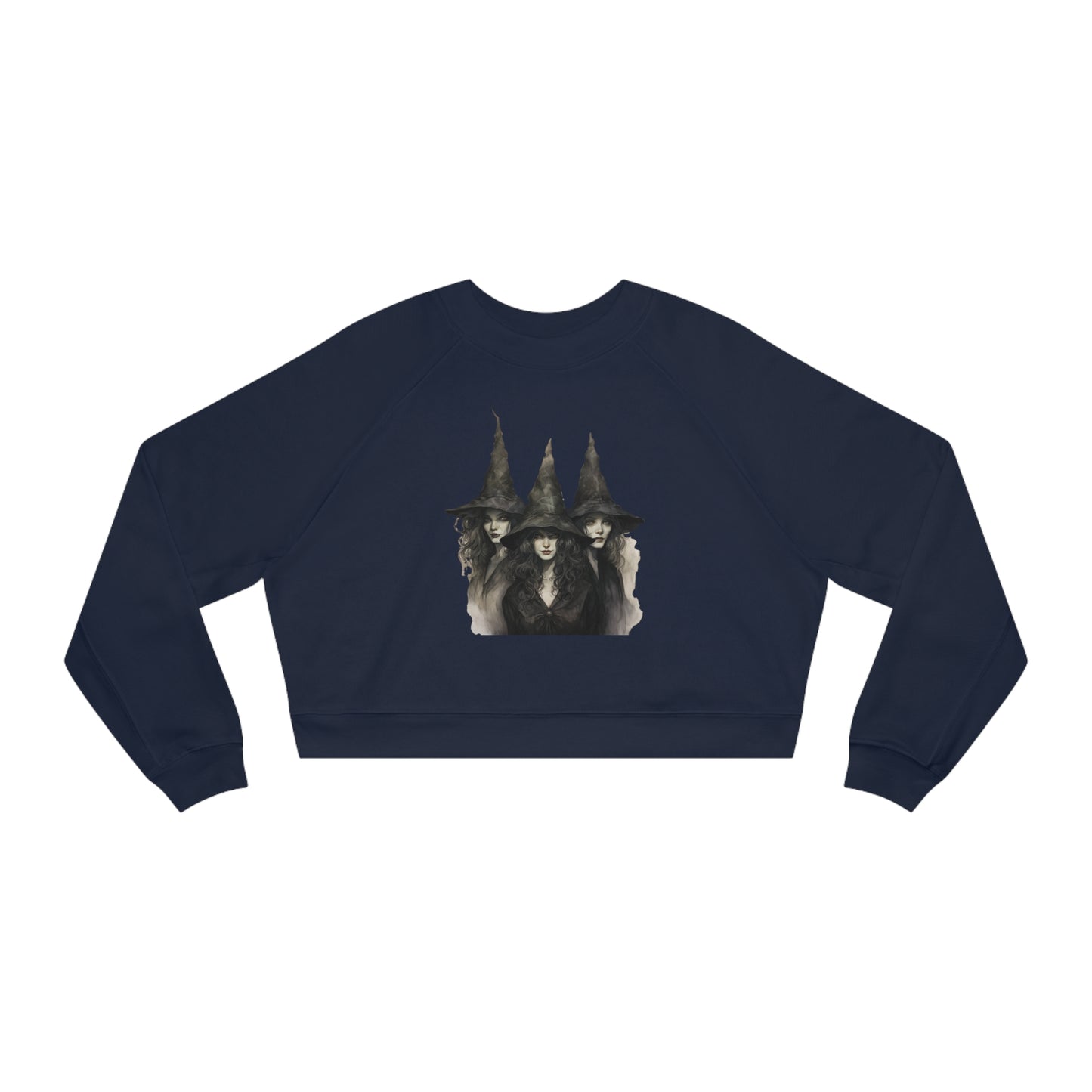 Classic Witch Picture, Halloween Top, Witch Sweatshirt, Women's Cropped Fleece Pullover