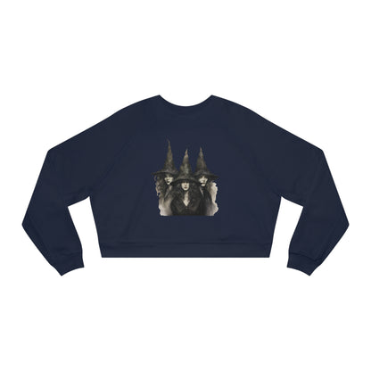 Classic Witch Picture, Halloween Top, Witch Sweatshirt, Women's Cropped Fleece Pullover