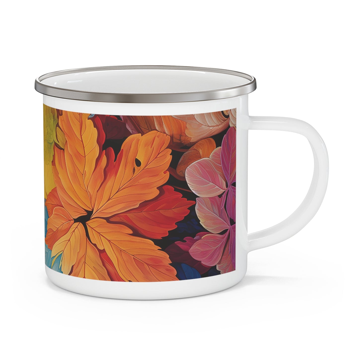 Colorful Leaves Enamel Camping Mug