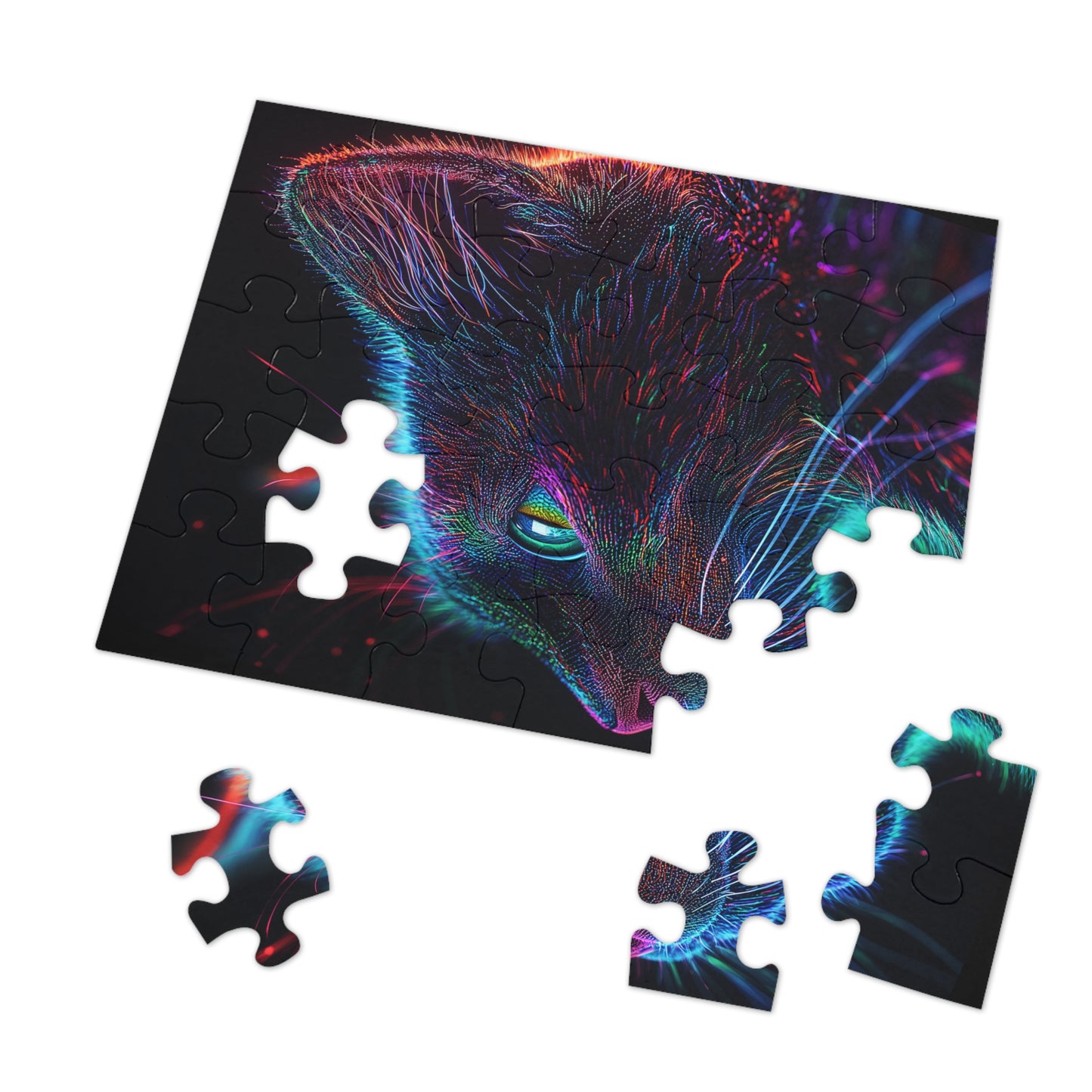 Psychedelic Cat Jigsaw Puzzle (30, 110, 252, 500-Piece)