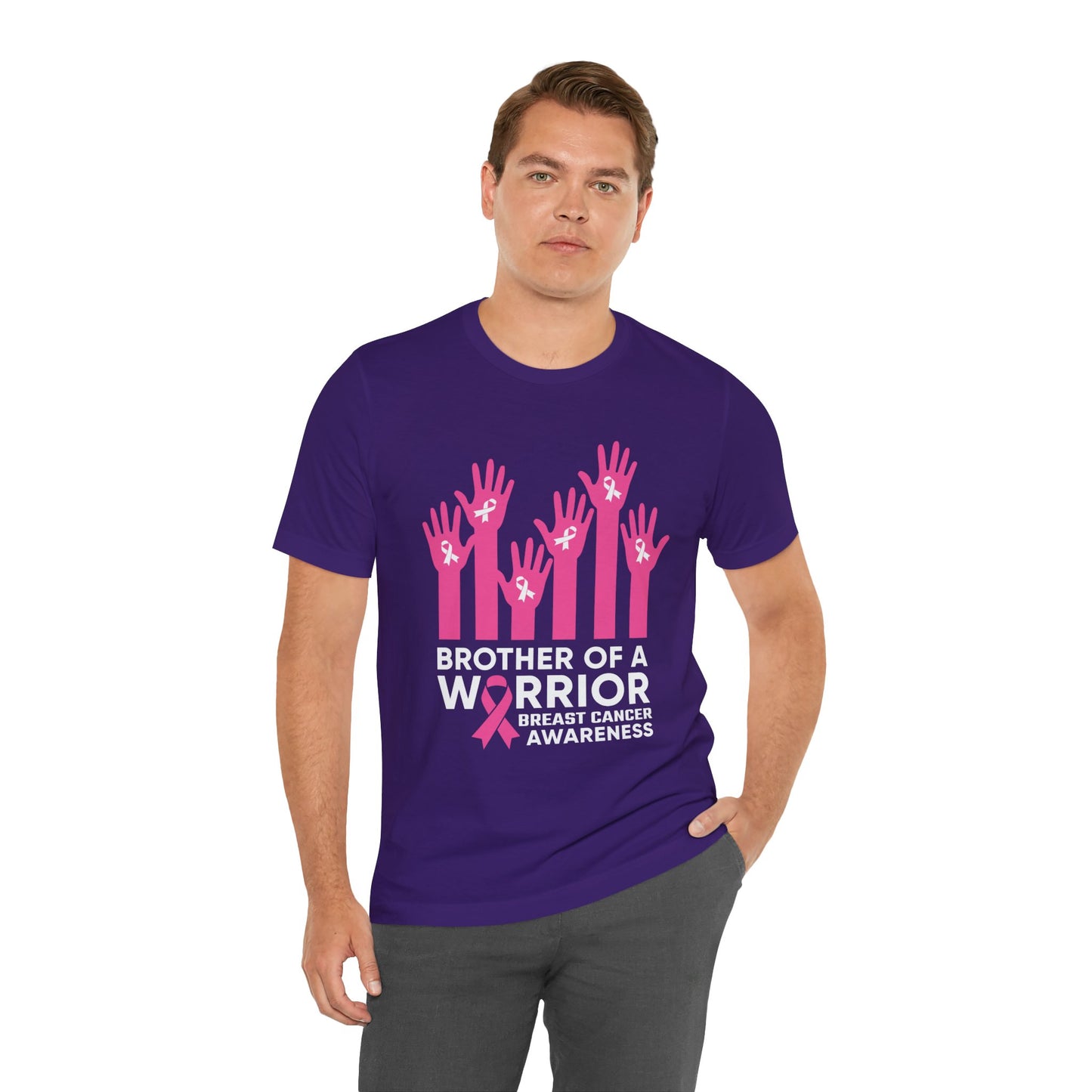 Brother of a Warrior Breast Cancer Awareness Jersey Short Sleeve Tee