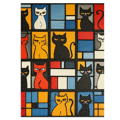 Abstract Cat Blocks Jigsaw Puzzle (30, 110, 252, 500,1000-Piece)