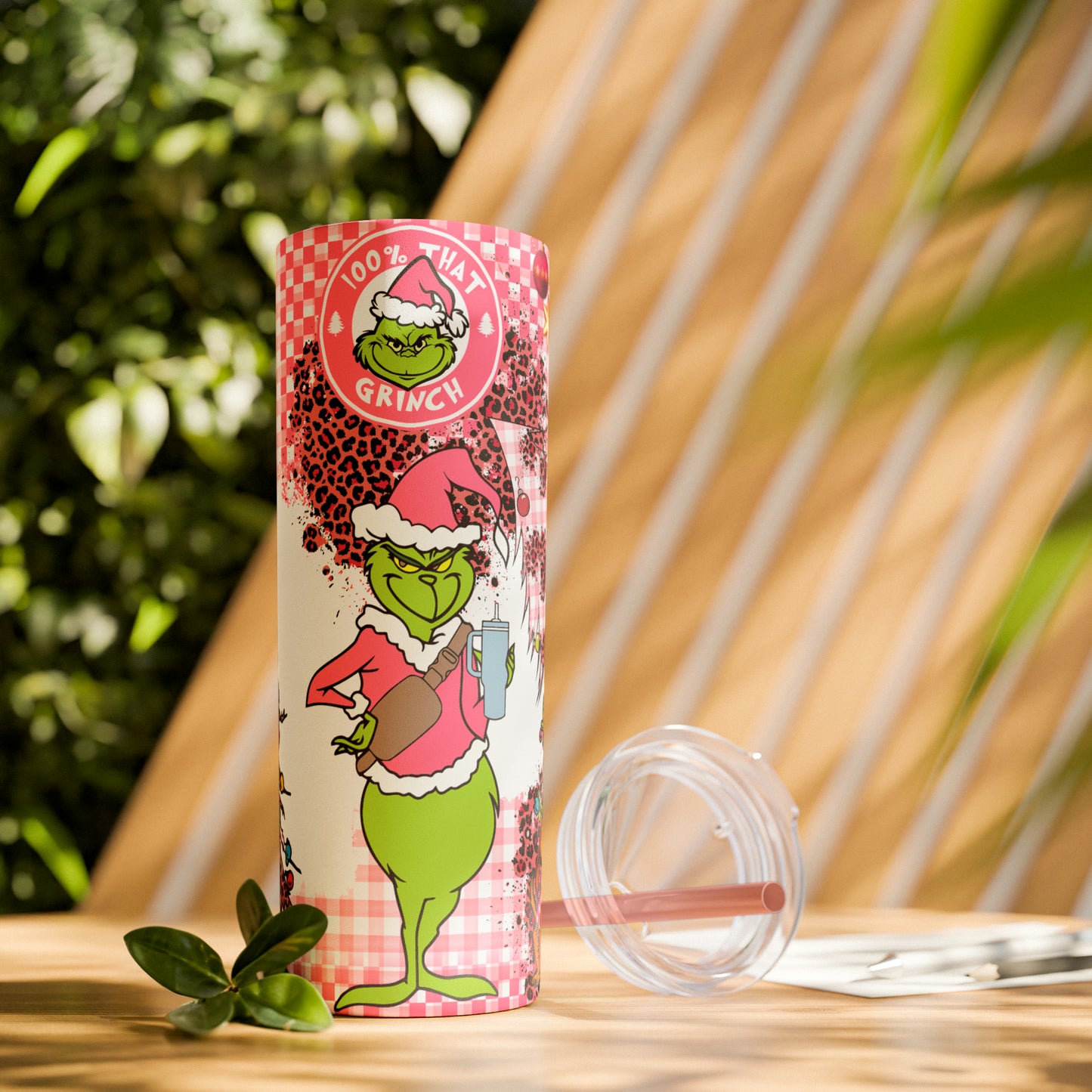 100% That Grinch!  Skinny Tumbler with Straw, 20oz