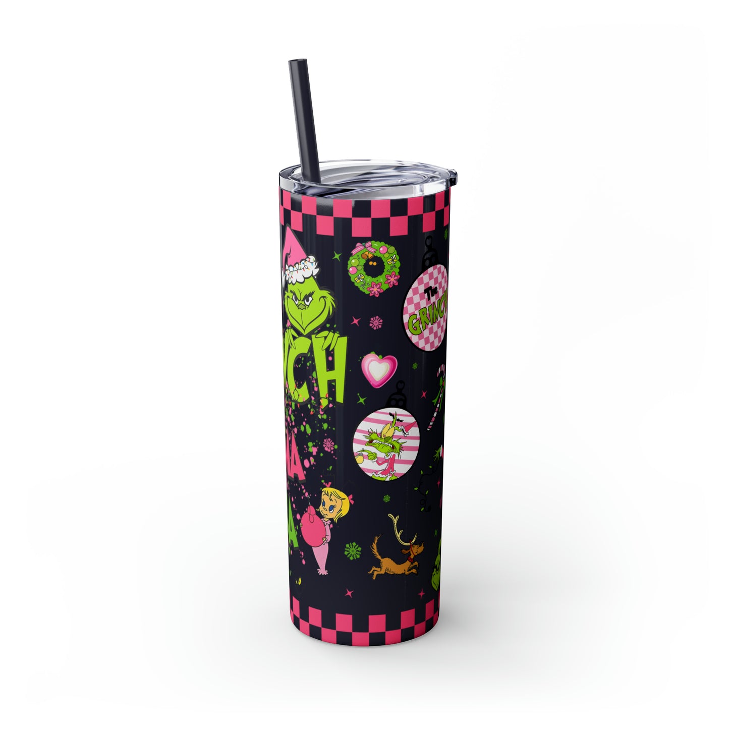 In My Grinch Mama Era  Skinny Tumbler with Straw, 20oz