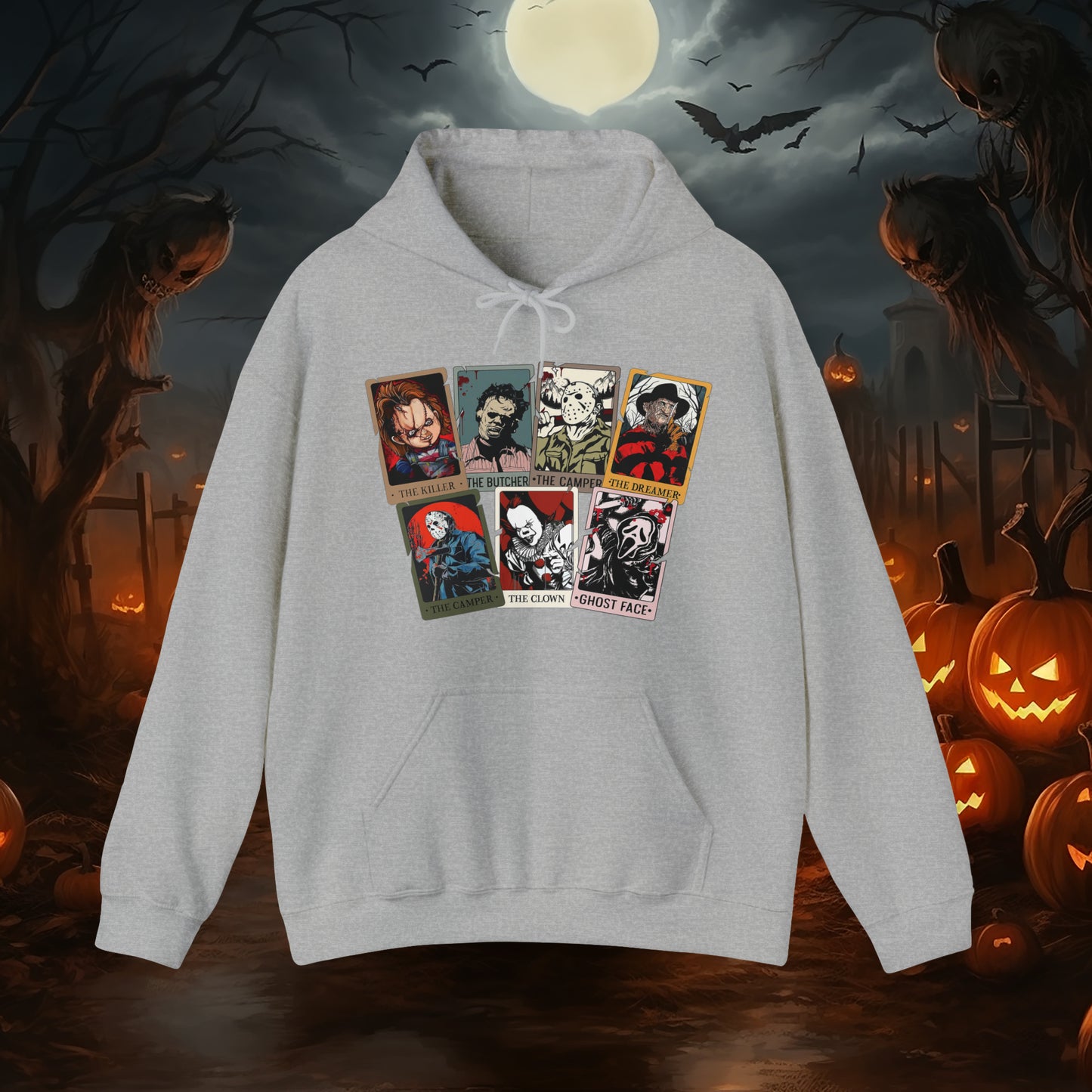 Horror Friends Tarot Cards Unisex Heavy Blend™ Hooded Sweatshirt