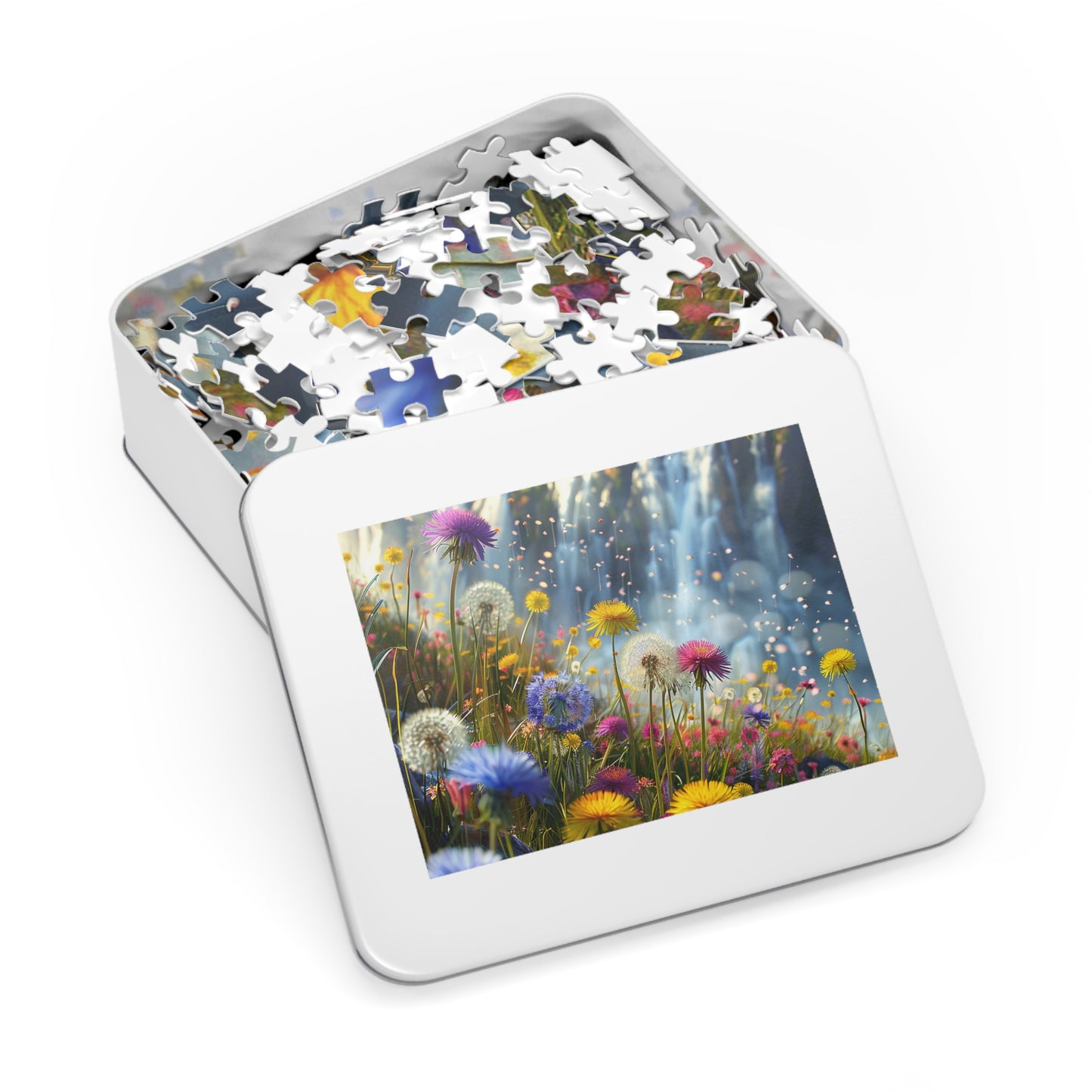 Wildflowers at the Waterfall  Jigsaw Puzzle (30, 110, 252, 500,1000-Piece)