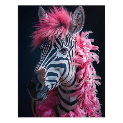 Zebra with Pink Boa Jigsaw Puzzle (30, 110, 252, 500,1000-Piece)