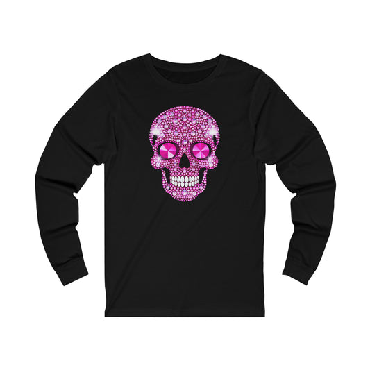 Halloween Pink Skull Unisex Jersey Long Sleeve Tee