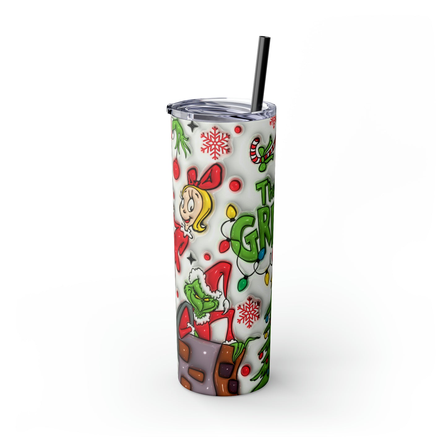 The Grinch Christmas Skinny Tumbler with Straw, 20oz