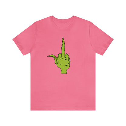 Grinch Middle Finger  Unisex Jersey Short Sleeve Tee