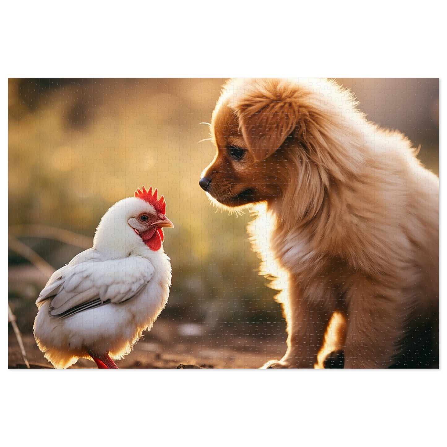 Baby Rooster and Puppy Jigsaw Puzzle (30, 110, 252, 500,1000-Piece)