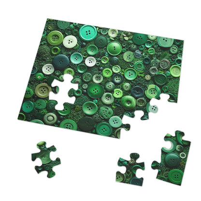 Green Buttons Laying in the Grass Jigsaw Puzzle (30, 110, 252, 500,1000-Piece)