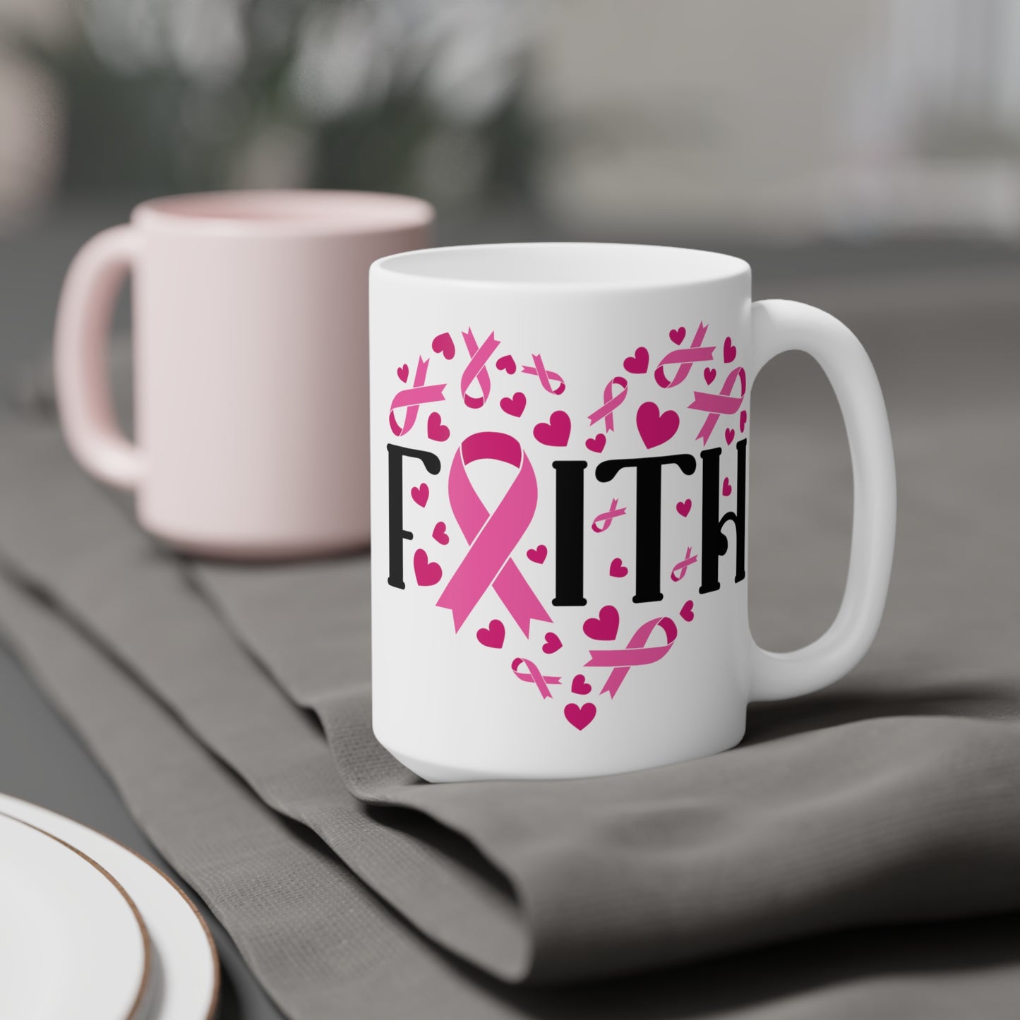 Breast Cancer Awareness Faith Motivational Ceramic Mugs (11oz\15oz\20oz)