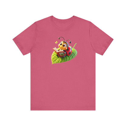 Reading Ladybug  Unisex Jersey Tee - Cute Insect Graphic Tee for Nature Lovers