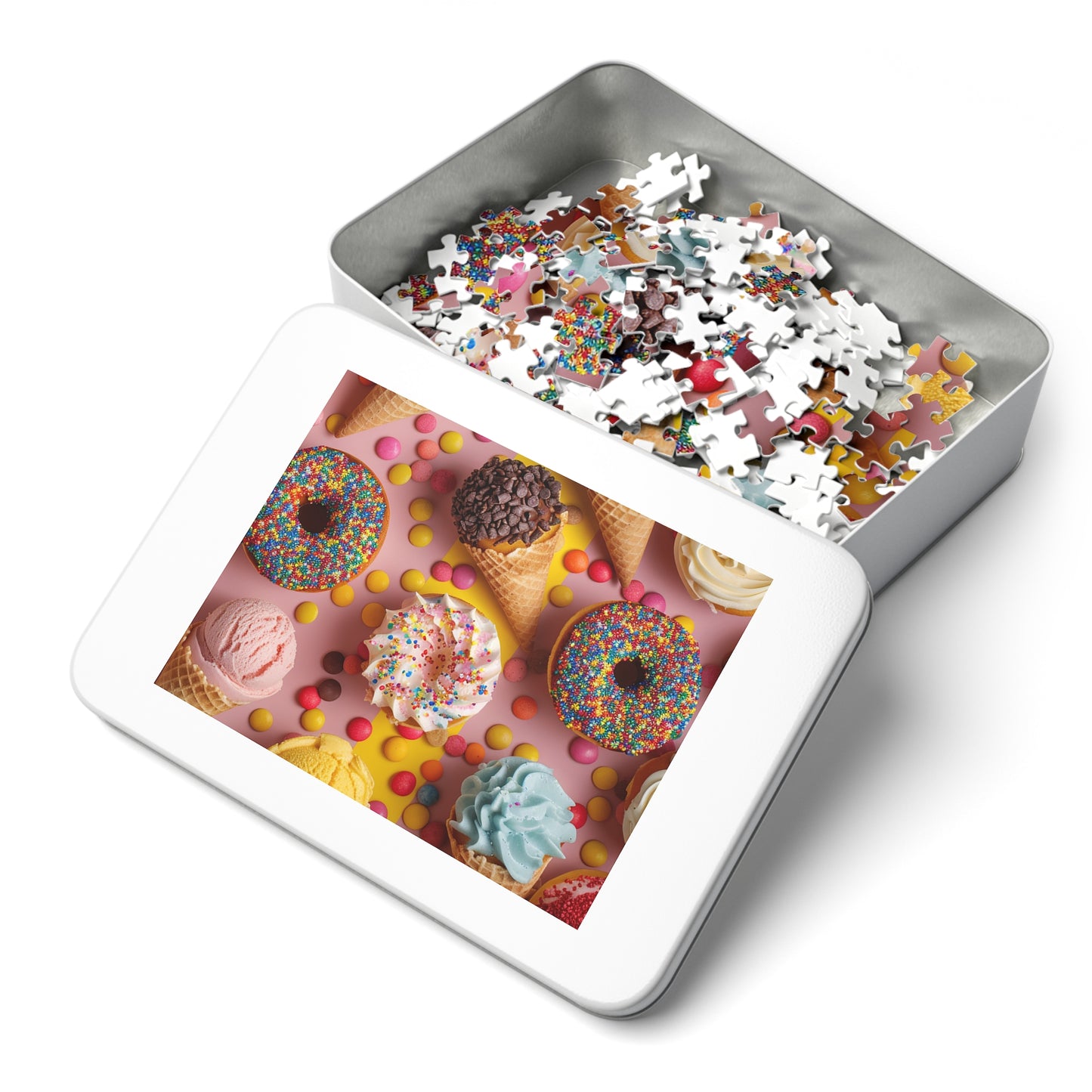 Party Time with Ice Cream, Doughnuts and Cupcakes  Jigsaw Puzzle (30, 110, 252, 500,1000-Piece)