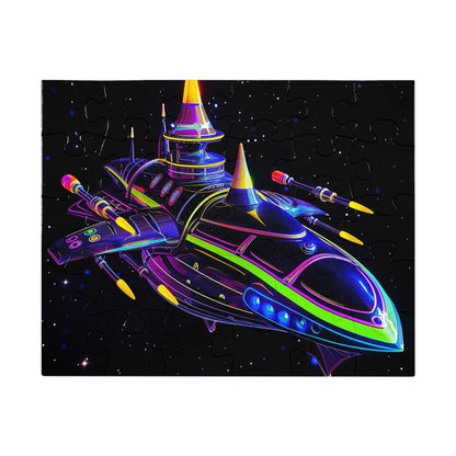 Neon Spaceship Jigsaw Puzzle (30, 110, 252, 500,1000-Piece)