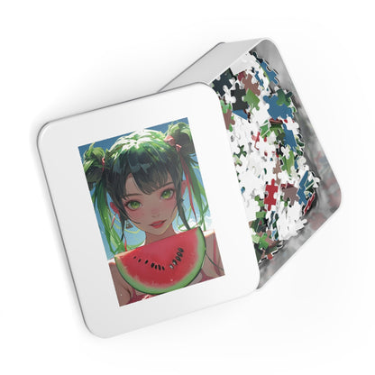 Young Anime Girl with a Watermelon  Jigsaw Puzzle (30, 110, 252, 500,1000-Piece)