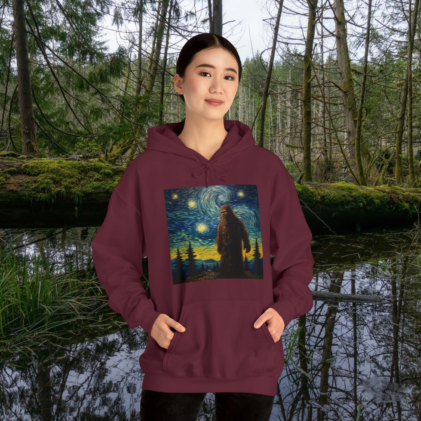 Big Foot Starry Night Unisex Heavy Blend™ Hooded Sweatshirt