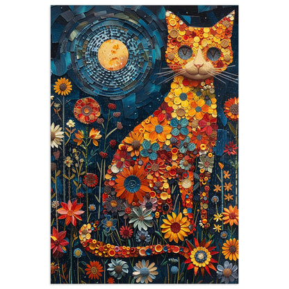 Flower Cat at Night Jigsaw Puzzle (30, 110, 252, 500,1000-Piece)