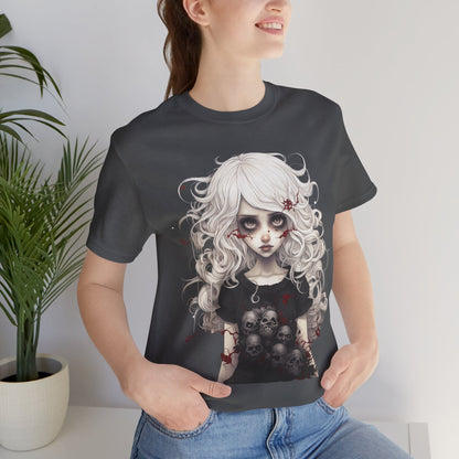 Creepy Doll Halloween Unisex Jersey Short Sleeve Tee