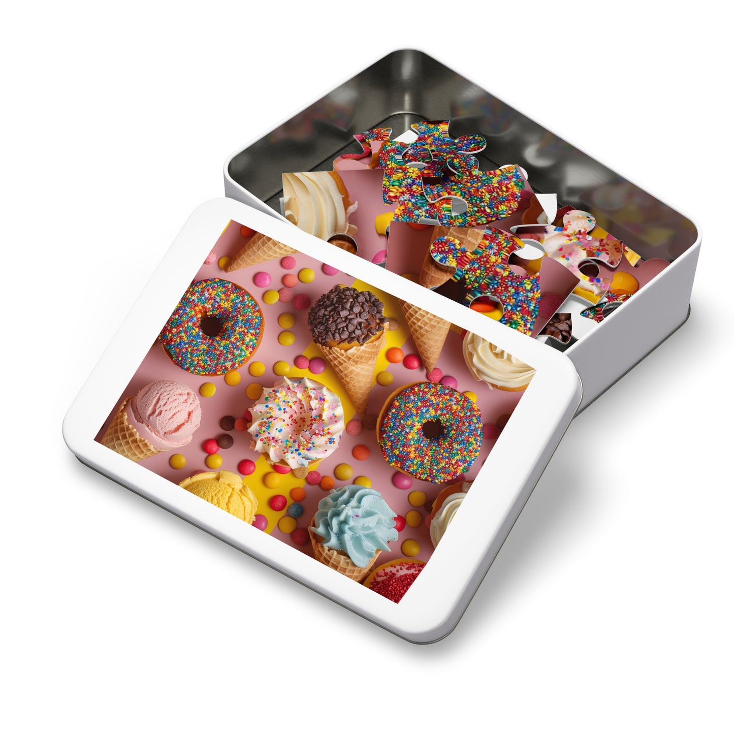 Party Time with Ice Cream, Doughnuts and Cupcakes  Jigsaw Puzzle (30, 110, 252, 500,1000-Piece)