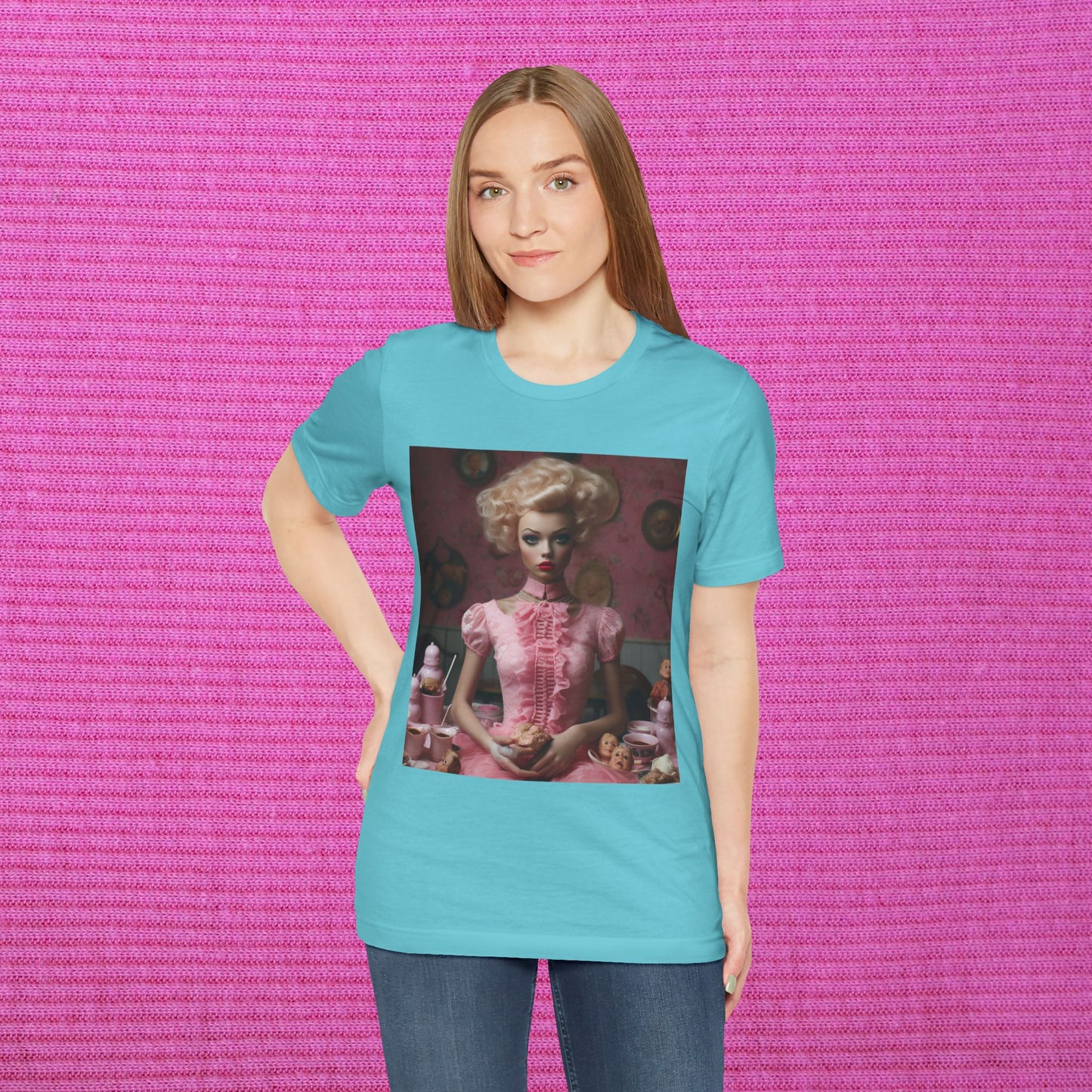 Creepy Barbie Doll Unisex Jersey Short Sleeve Tee