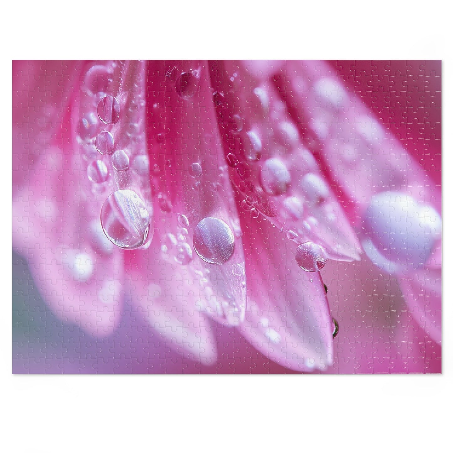 Pink Petals with Dew Drops  Jigsaw Puzzle (30, 110, 252, 500,1000-Piece)