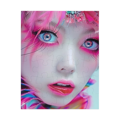 Beautiful Anime Girl in Pink  Jigsaw Puzzle (30, 110, 252, 500,1000-Piece)