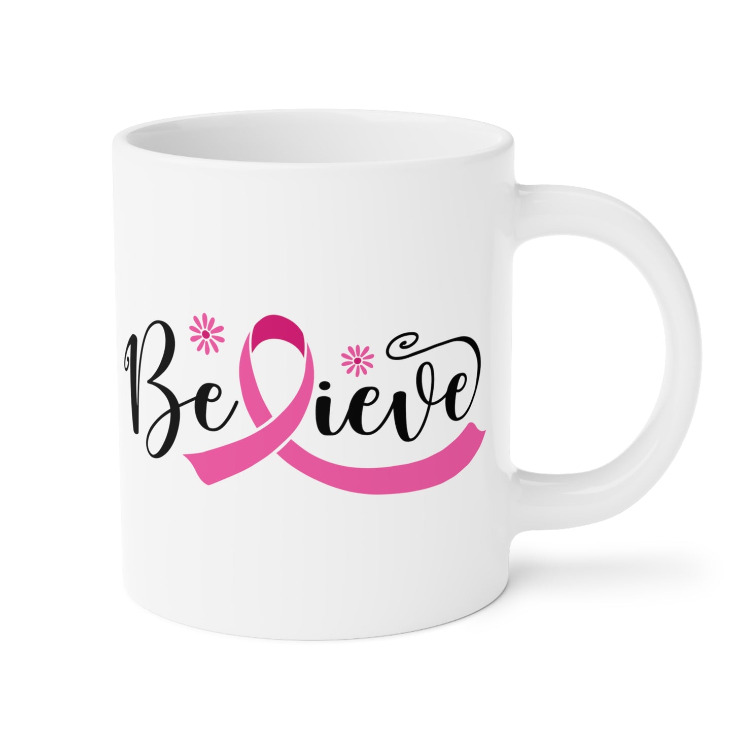 Breast Cancer Awareness Believe Pink Ribbon Coffee Cup Ceramic Mugs (11oz\15oz\20oz)