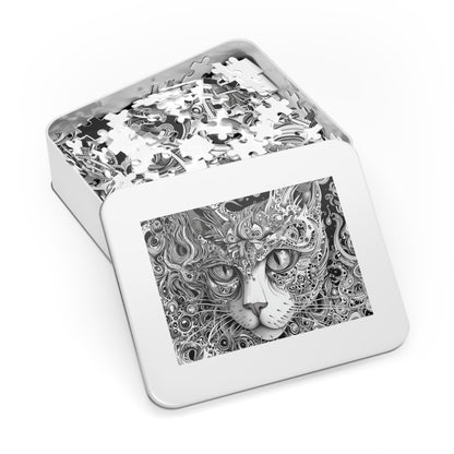 Black and White Cat Sketch Jigsaw Puzzle (30, 110, 252, 500,1000-Piece)