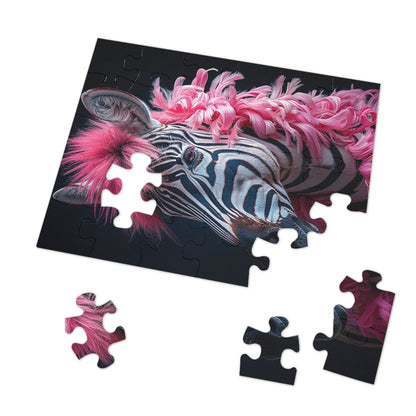 Zebra with Pink Boa Jigsaw Puzzle (30, 110, 252, 500,1000-Piece)