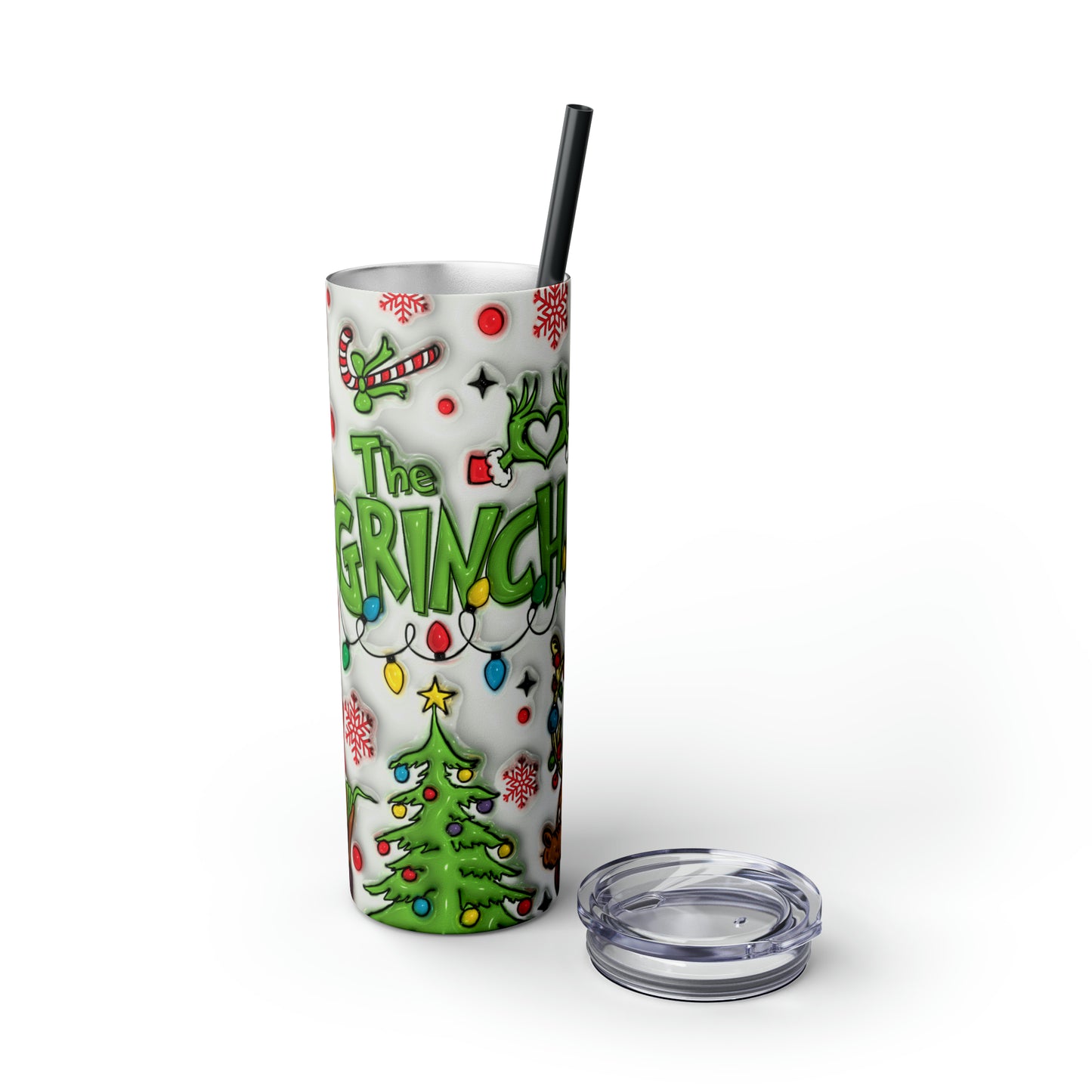 The Grinch Christmas Skinny Tumbler with Straw, 20oz