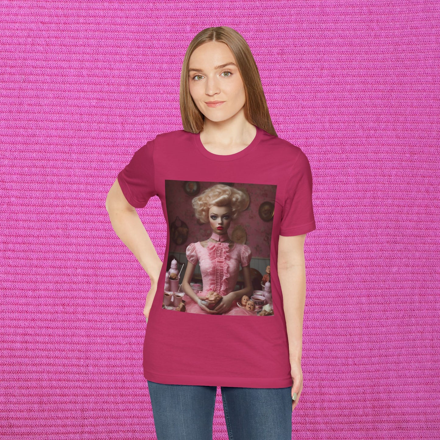 Creepy Barbie Doll Unisex Jersey Short Sleeve Tee