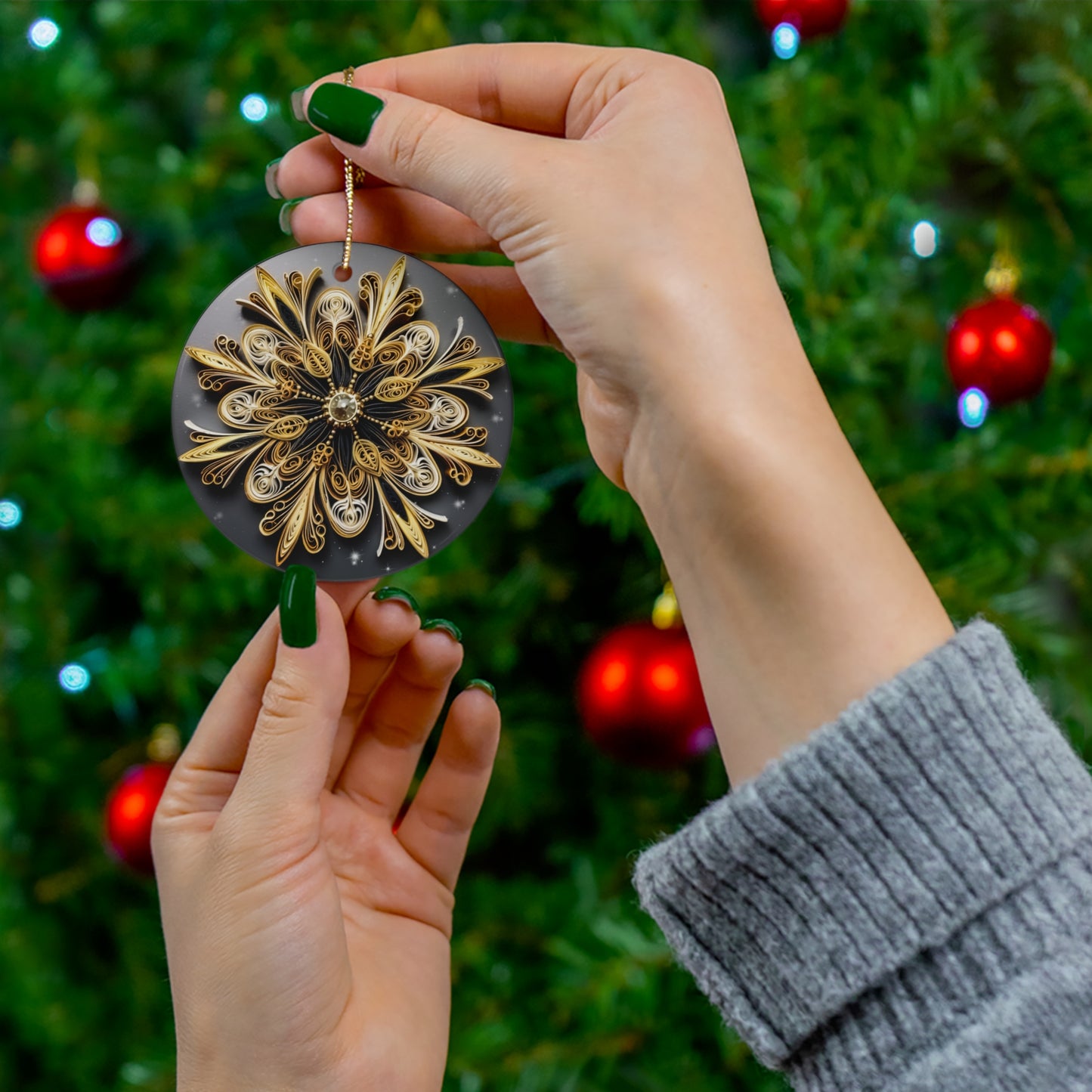 Snowflake Christmas Ceramic Ornament