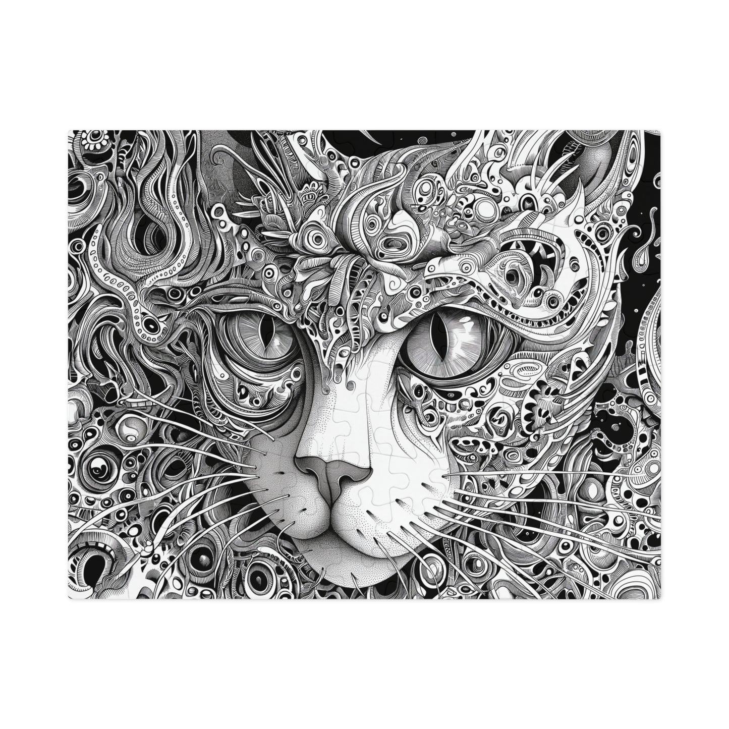 Black and White Cat Sketch Jigsaw Puzzle (30, 110, 252, 500,1000-Piece)