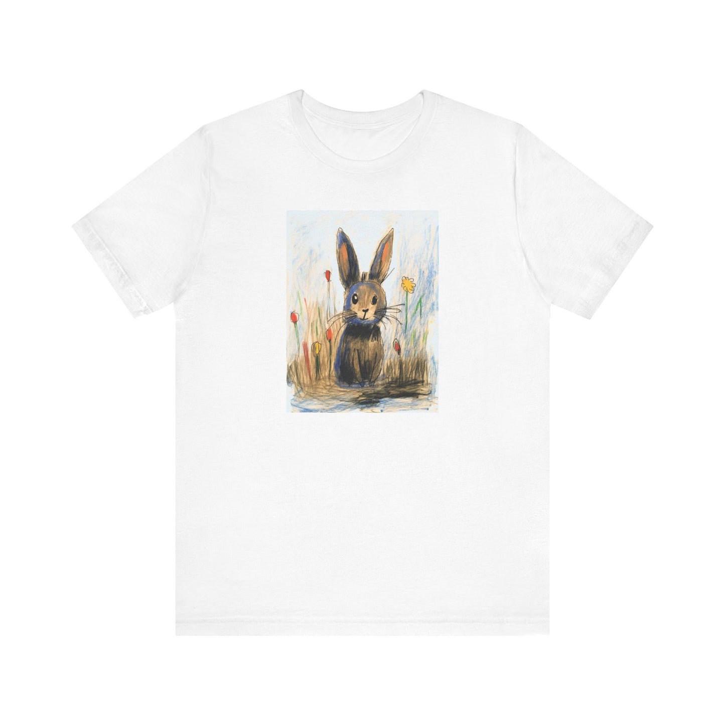 Child's Drawing of a Bunny Rabbit   Unisex Jersey Short Sleeve Tee