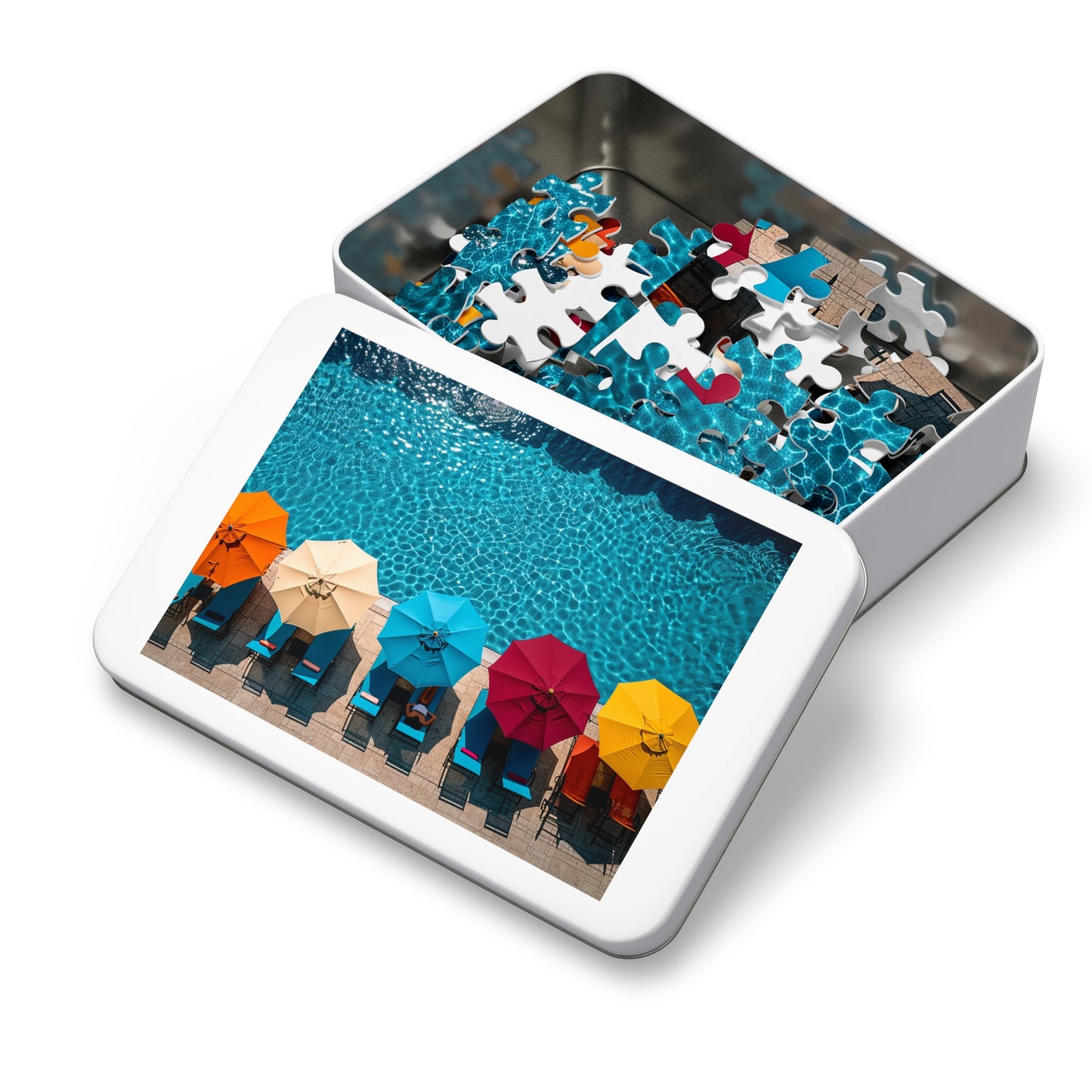 Pool Side Umbrellas Jigsaw Puzzle (30, 110, 252, 500,1000-Piece)