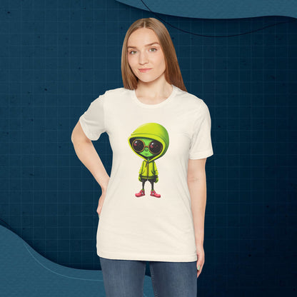 Hip Hop Alien with Grandma's Crew Personalized on Back   Unisex Jersey Short Sleeve Tee