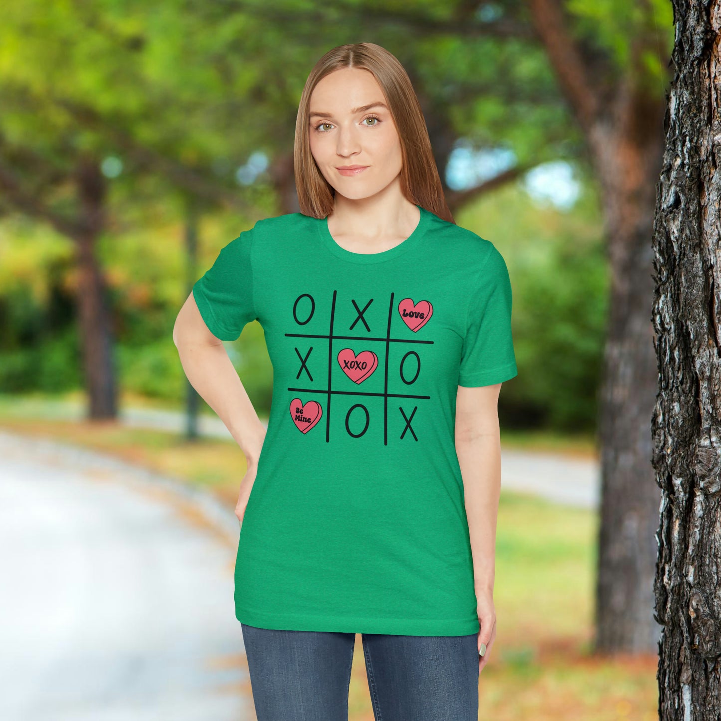 Valentine Tic Tac Toe  Unisex Jersey Short Sleeve Tee