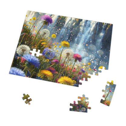 Wildflowers at the Waterfall  Jigsaw Puzzle (30, 110, 252, 500,1000-Piece)