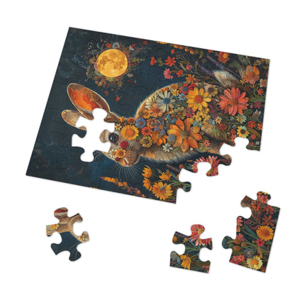 Flower Bunny Rabbit at Night Jigsaw Puzzle (30, 110, 252, 500,1000-Piece)