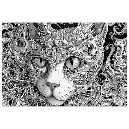 Black and White Cat Sketch Jigsaw Puzzle (30, 110, 252, 500,1000-Piece)