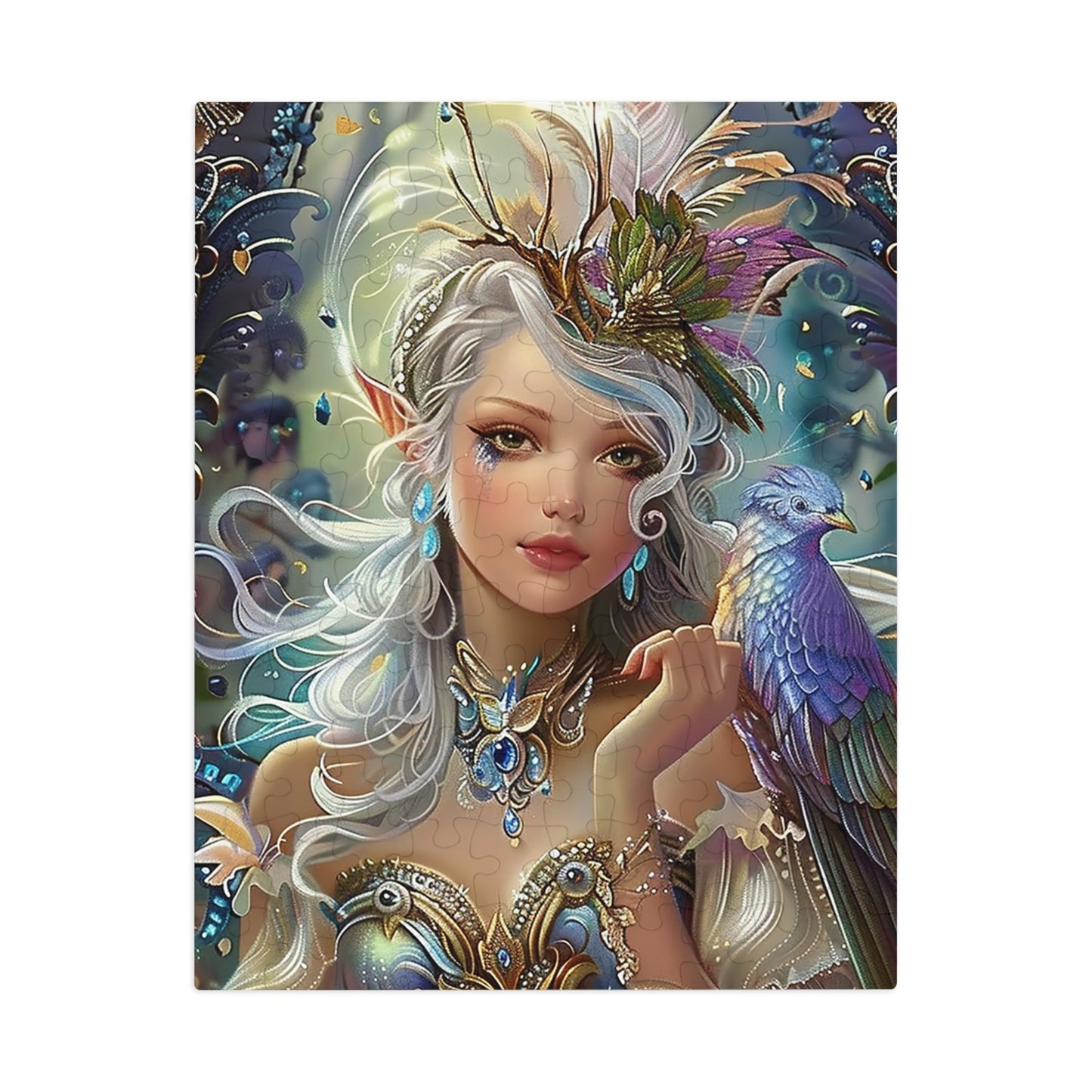 Mystical Fairy with Bird Jigsaw Puzzle (30, 110, 252, 500,1000-Piece)