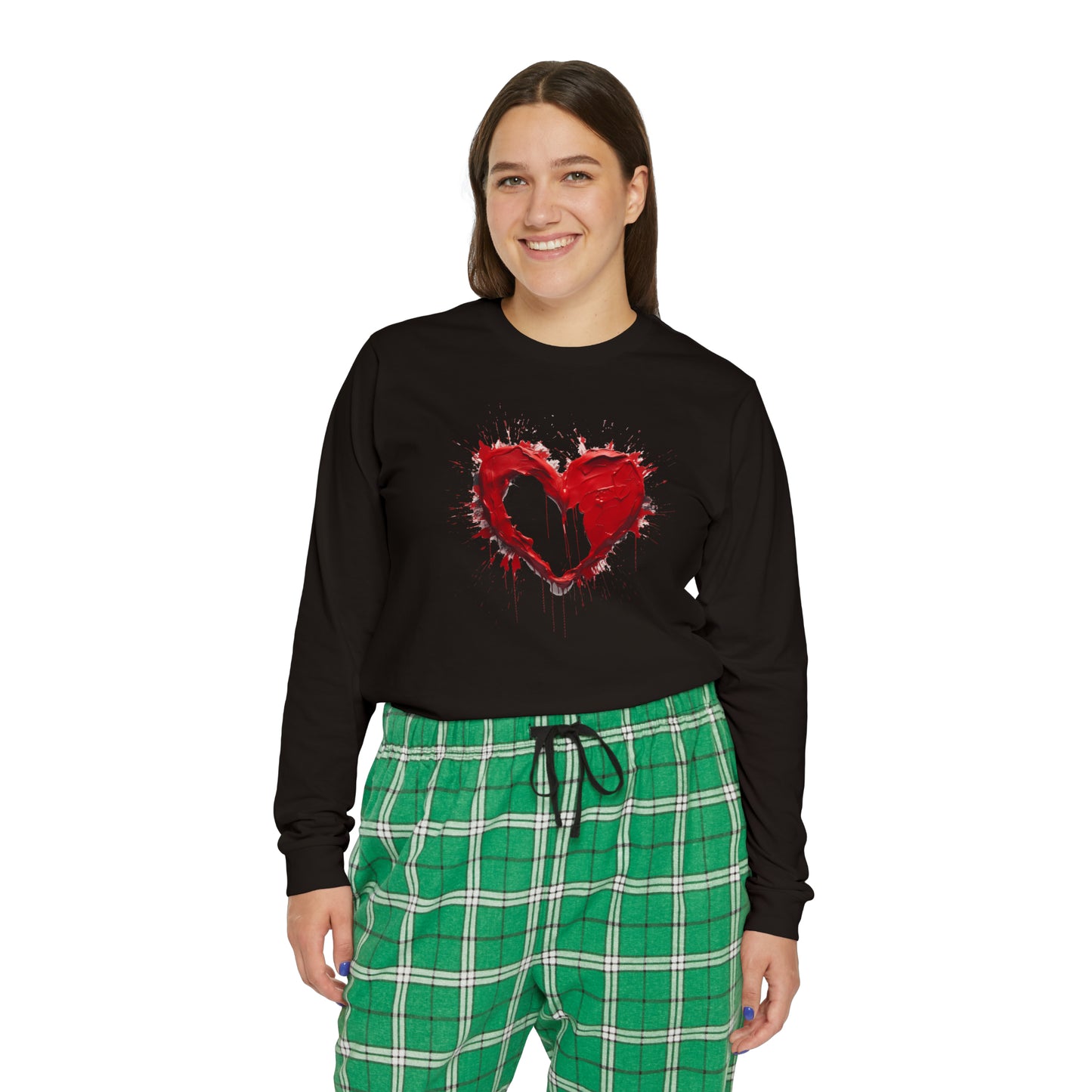 Paint Poured Heart  Women's Long Sleeve Pajama Set